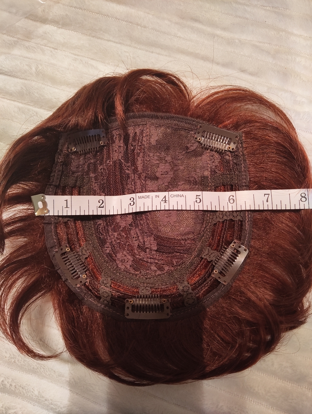 Reecho Large Base Short Synthetic Hair Topper Wiglet Reddish Ginger Brown - Picture 5 of 7